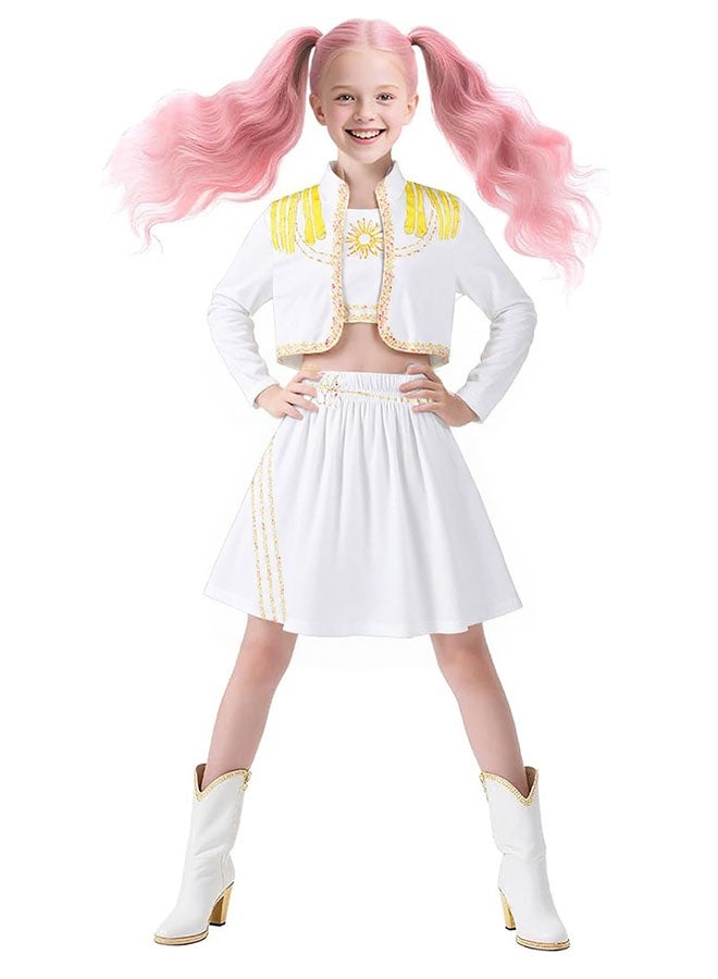Halamodo 3 PCS K-POP Demon Hunter Girl Group Rumi Mira Zoey Cosplay Costume Set,  Popular Singer Embroidered Performance Outfit, Girls Dance Stage Performance Clothing Set, Role-Play Party Costume, Suitable For Stage Performances, Theme Parties, Talent Shows And Other Occasions ,For Ages 3-10 Children's Costumes - Image 1