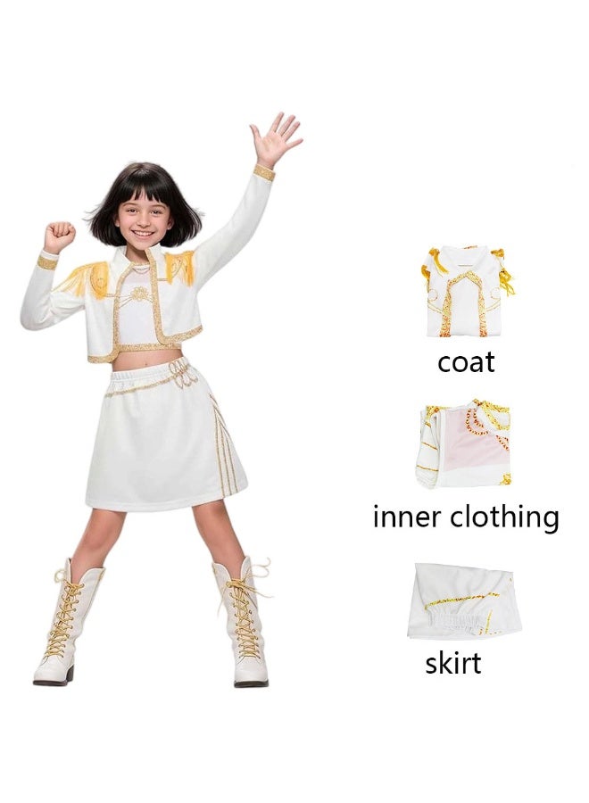 Halamodo 3 PCS K-POP Demon Hunter Girl Group Rumi Mira Zoey Cosplay Costume Set,  Popular Singer Embroidered Performance Outfit, Girls Dance Stage Performance Clothing Set, Role-Play Party Costume, Suitable For Stage Performances, Theme Parties, Talent Shows And Other Occasions ,For Ages 3-10 Children's Costumes - Image 2