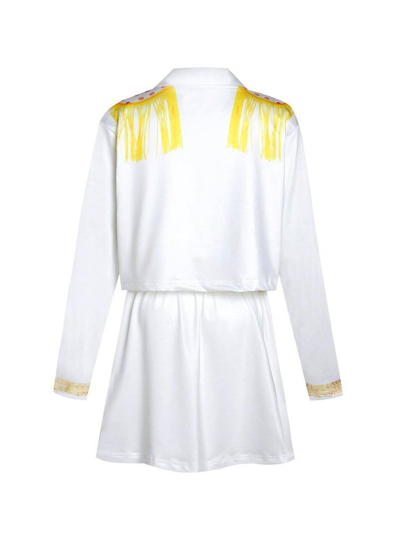 Halamodo 3 PCS K-POP Demon Hunter Girl Group Rumi Mira Zoey Cosplay Costume Set,  Popular Singer Embroidered Performance Outfit, Girls Dance Stage Performance Clothing Set, Role-Play Party Costume, Suitable For Stage Performances, Theme Parties, Talent Shows And Other Occasions ,For Ages 3-10 Children's Costumes - Image 4