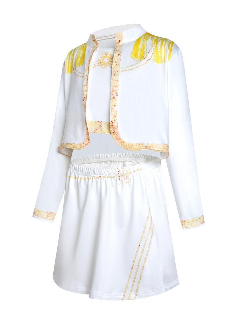 Halamodo 3 PCS K-POP Demon Hunter Girl Group Rumi Mira Zoey Cosplay Costume Set,  Popular Singer Embroidered Performance Outfit, Girls Dance Stage Performance Clothing Set, Role-Play Party Costume, Suitable For Stage Performances, Theme Parties, Talent Shows And Other Occasions ,For Ages 3-10 Children's Costumes - Image 3