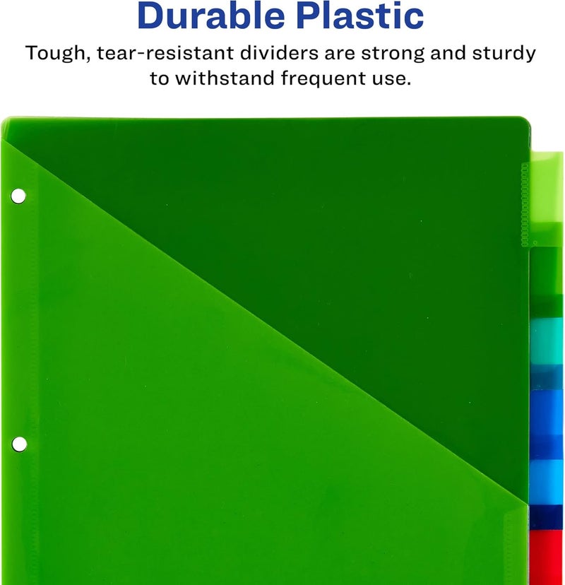 AVERY Dividers for 3 Ring Binders, 8 Tab Binder Dividers, Two-Pocket Plastic Binder Dividers, Insertable Big Tabs, Multicolor, Works with Sheet Protectors, 1 Set (11907) - Image 5