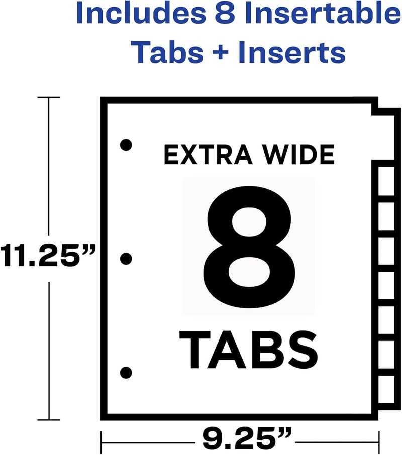 AVERY Dividers for 3 Ring Binders, 8 Tab Binder Dividers, Two-Pocket Plastic Binder Dividers, Insertable Big Tabs, Multicolor, Works with Sheet Protectors, 1 Set (11907) - Image 3