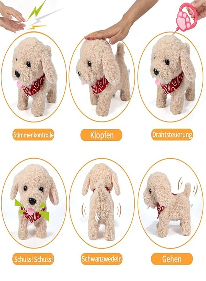 Realistic Interactive Walking Plush Puppy Toy with Wagging Tail - Perfect Robot Dog Toy for Kids Ages 3-8 with Grooming Set (Golden Retriever)