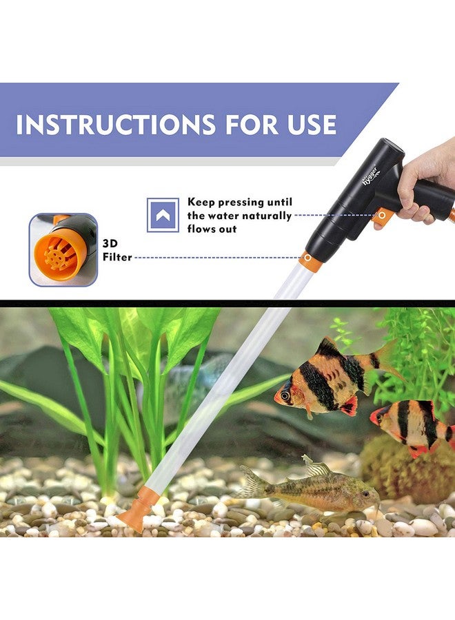 هايغر منظف حصى حوض السمك من هيغر، مغير مياه سريع جديد مع زر ضغط الهواء، طقم منظف رمل حوض السمك، مكنسة كهربائية سيفون لحوض السمك مع مشبك تحكم في خرطوم المياه - Image 2