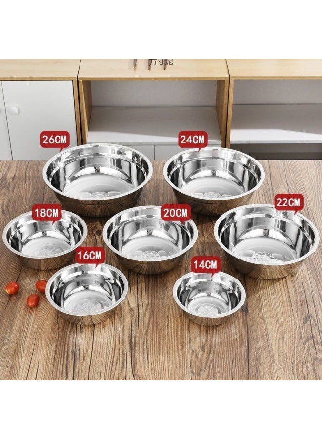 304 Stainless Steel Basin Thickened Multi-purpose Basin Canteen Soup Bowl Household Vegetable Basin Noodle Bowl Rice Bowl Soup Basin Egg-beating Basin-Specifications:Food Grade 304 Stainless Steel B - Image 5