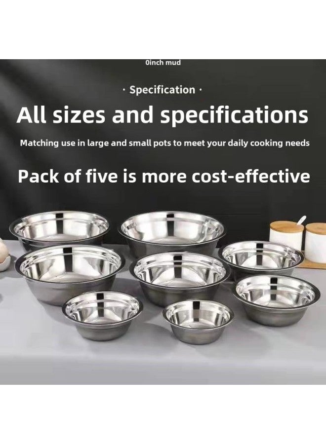 304 Stainless Steel Basin Thickened Multi-purpose Basin Canteen Soup Bowl Household Vegetable Basin Noodle Bowl Rice Bowl Soup Basin Egg-beating Basin-Specifications:Food Grade 304 Stainless Steel B - Image 4