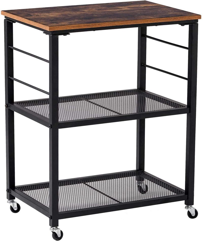 Generic Indian Decor 45119 Industrial Storage Cart 3Tier Kitchen Utility Cart on Wheels with Storage for Living Room Lockable Craft Cabinet Furniture with Metal Frame  - Image 1