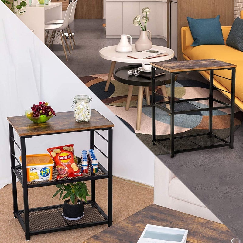 Generic Indian Decor 45119 Industrial Storage Cart 3Tier Kitchen Utility Cart on Wheels with Storage for Living Room Lockable Craft Cabinet Furniture with Metal Frame  - Image 4