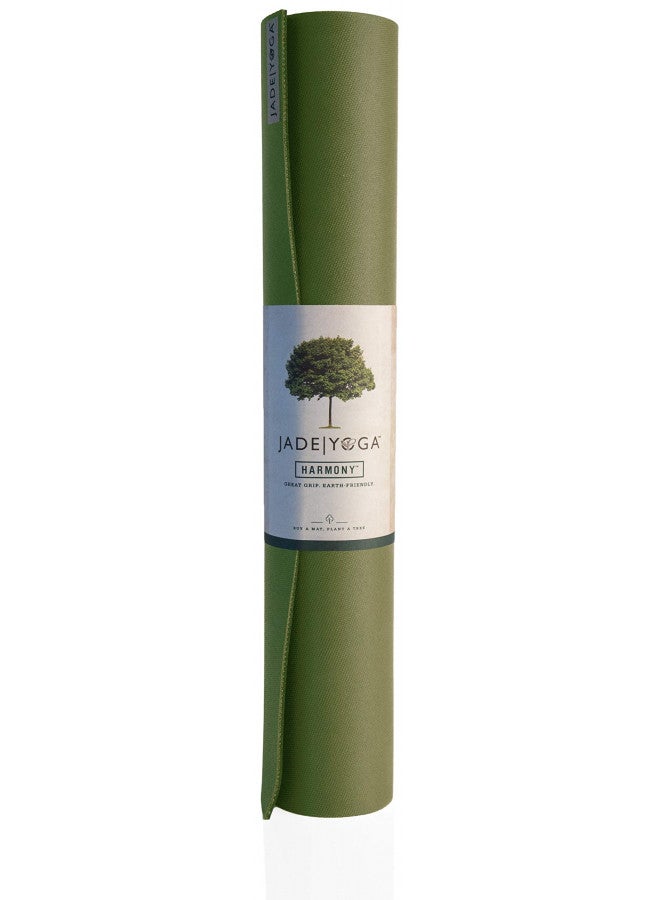 JadeYoga JadeYoga Harmony Yoga Mat- Durable & Thick Gym Fitness Mat, Non-Slip Natural Rubber Yoga Mat- Home Exercise & Stretching Mat, Workout Mat- Yoga, Pilate & Meditation for Women & Men (Olive Green, 68'')  - Image 2