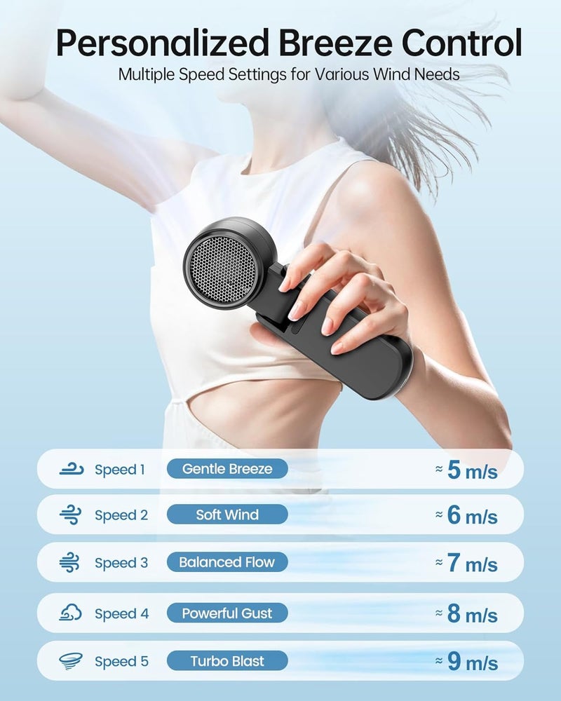 TriPole Portable Handheld Turbo Fan with Digital Display, 3-IN-1 Rechargeable Mini Travel Fan, Battery Operated, 200° Foldable for Desk & Neck, High Speed Personal Cooling Fans for Outdoor Trip Beach - Image 2