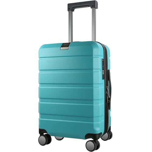 KROSER Hardside Expandable Carry On Luggage with Spinner Wheels & Built-in TSA Lock, Durable Suitcase Rolling Luggage with USB Port, Carry-On 20-Inch, Lake Blue - Image 1