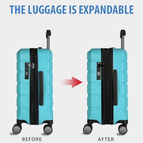 KROSER Hardside Expandable Carry On Luggage with Spinner Wheels & Built-in TSA Lock, Durable Suitcase Rolling Luggage with USB Port, Carry-On 20-Inch, Lake Blue - Image 5