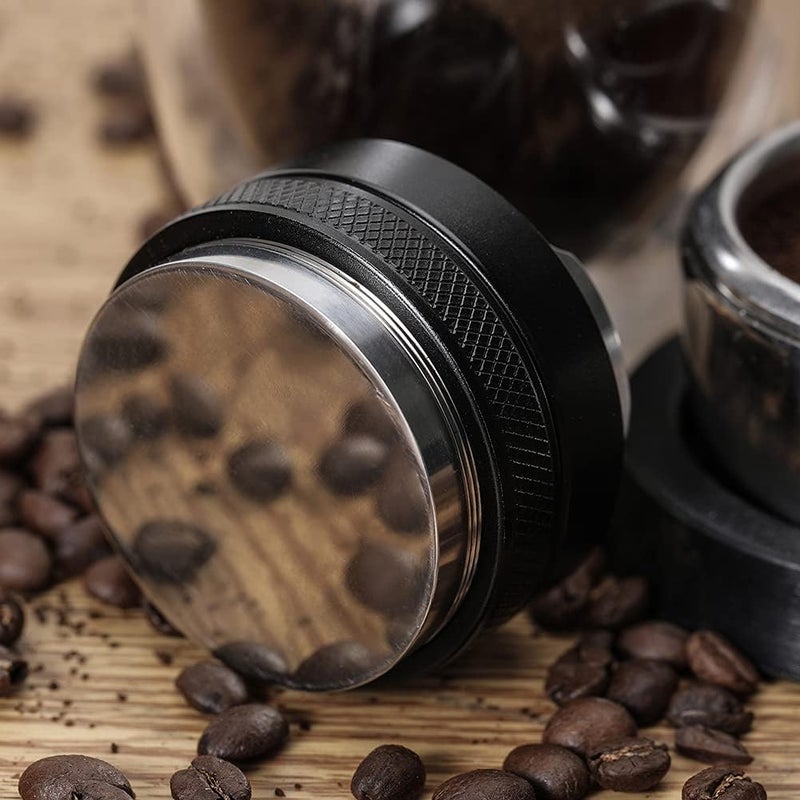 SANTOW Coffee Distributor and Palm Tamper Black, Dual Head Coffee Leveler Fits Espresso Portafilter, Adjustable Depth, Professional Espresso Hand Tampers (58mm) - Image 3