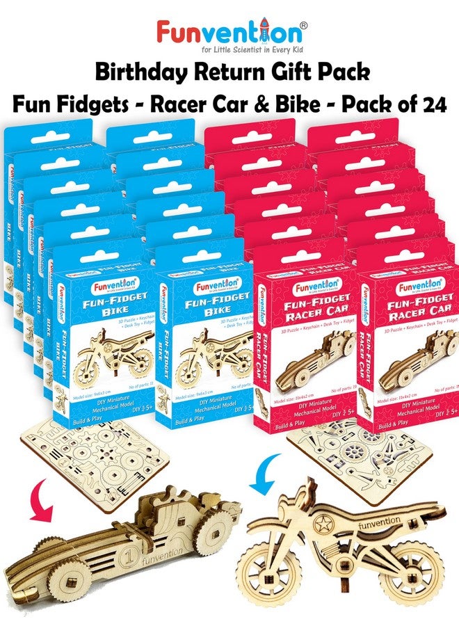 فنفينشين هدايا عيد ميلاد من فنفنشن (عبوة من ٢٤ قطعة) ألعاب فيدجيتس ممتعة - سيارات ودراجات سباق | نماذج ميكانيكية مصغرة ثلاثية الأبعاد، هدايا عيد ميلاد للأطفال من سن ٥ سنوات فما فوق، صنع في الهند - Image 5