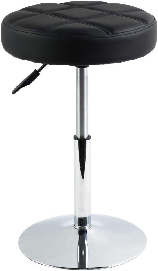 FURWOO FURWOO Short Round PU Leather Shop Stool - Padded Stool for Salon,SPA,Manicure and Vanity - Small Black 