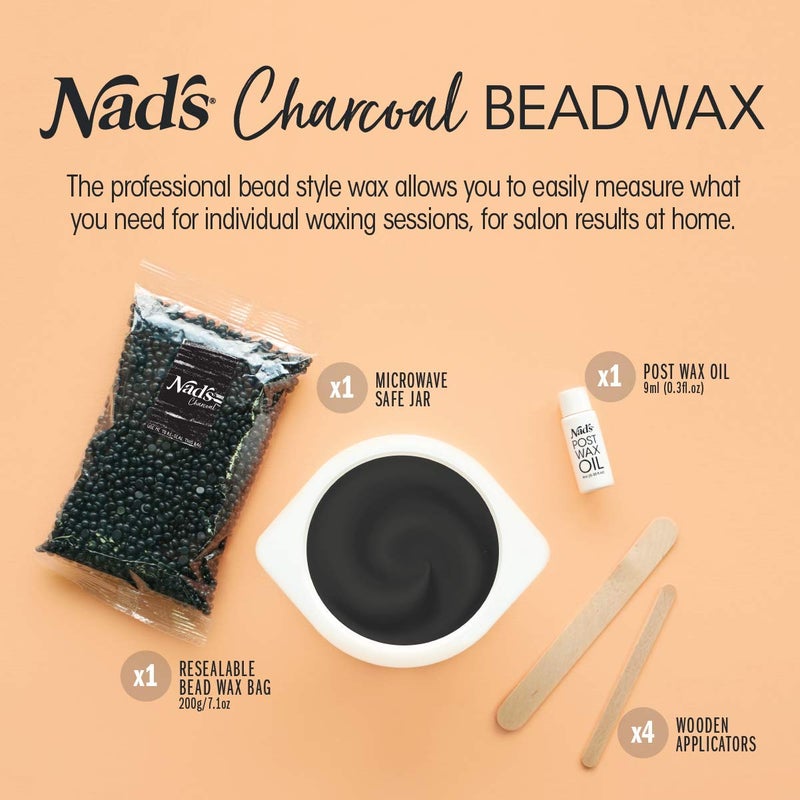 Nad's Hard Wax Beans Activated Charcoal Waxing Kit, Wax Beads Hair Removal for Women, 1 Count - Image 2