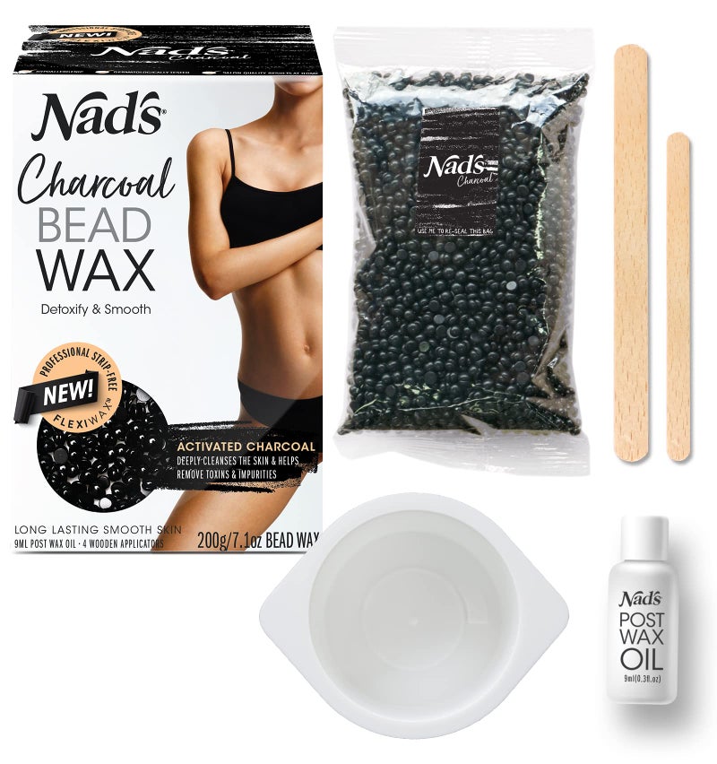 Nad's Hard Wax Beans Activated Charcoal Waxing Kit, Wax Beads Hair Removal for Women, 1 Count - Image 1