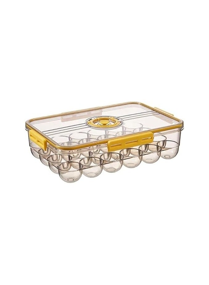 Food Storage Container,Stackable Organizer Storage Container with Removable Drain Tray,Egg Storage Organiser, Egg Baskets For Kitchen Worktops, Fridge Egg Storage (Gold, Large)  - Image 1