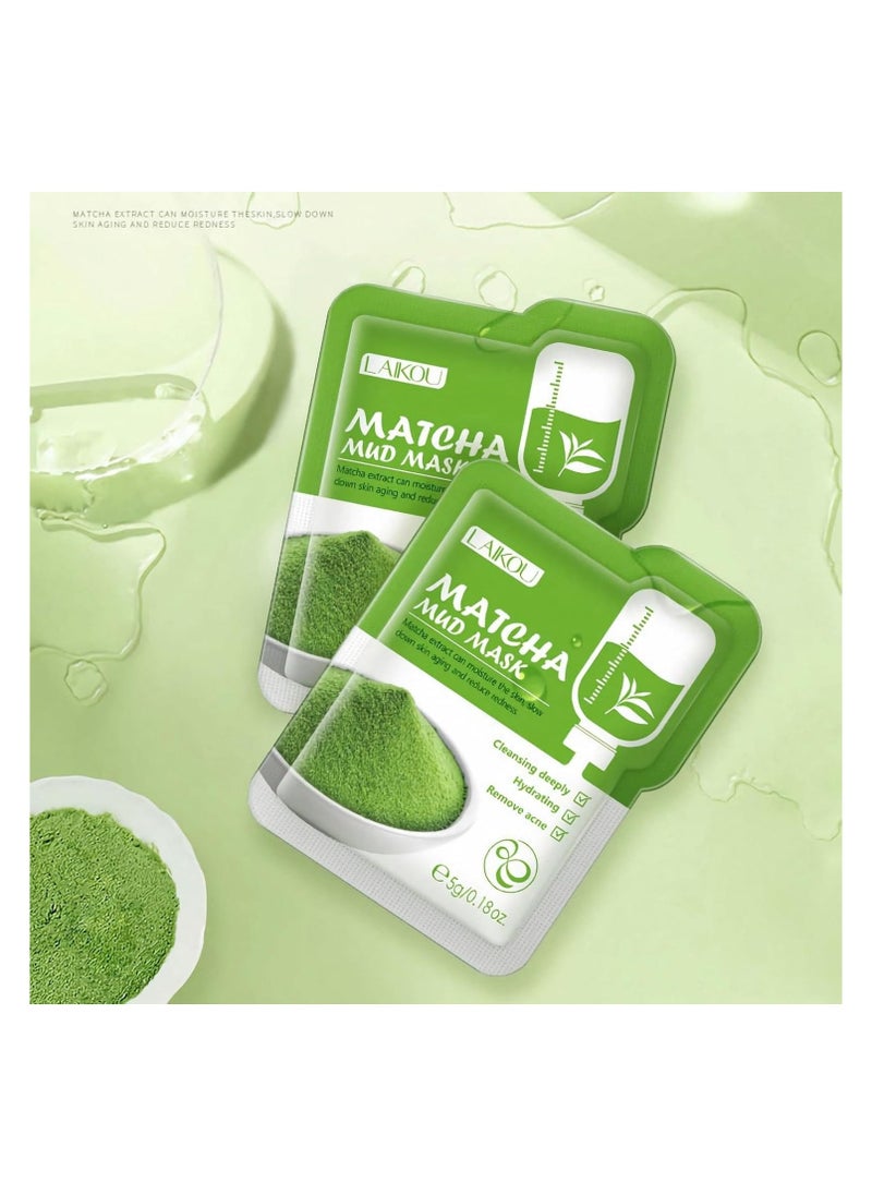 SYOSI - 12 PCS Organic Green Tea Clay Mask, Deep Cleanse Clay Face Mask Pack, Natural Plant Extract, Cleansing Moisturizing, Acne Treatment & Oil Control Mud Mask, Vegan Face Masks Skincare, All Skin Types - Image 1
