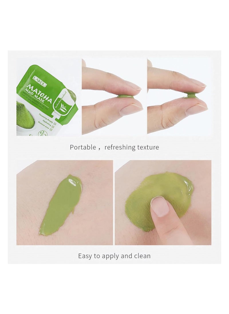 SYOSI - 12 PCS Organic Green Tea Clay Mask, Deep Cleanse Clay Face Mask Pack, Natural Plant Extract, Cleansing Moisturizing, Acne Treatment & Oil Control Mud Mask, Vegan Face Masks Skincare, All Skin Types - Image 1