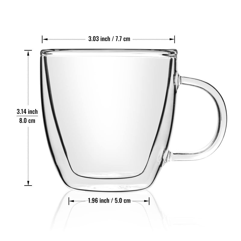 Stylusella Double Wall Glass Coffee Mugs 5Oz / 150Ml  Set Of 2 Coffee Mugs With Handles  Stylish Coffee Mugs  Tazas De Caf? Con Estilo  Insulated Coffee Mugs Made Of Borosilicate Glass - Image 5