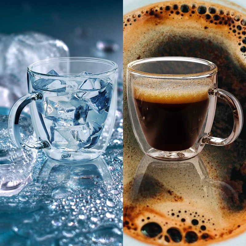 Stylusella Double Wall Glass Coffee Mugs 5Oz / 150Ml  Set Of 2 Coffee Mugs With Handles  Stylish Coffee Mugs  Tazas De Caf? Con Estilo  Insulated Coffee Mugs Made Of Borosilicate Glass - Image 2
