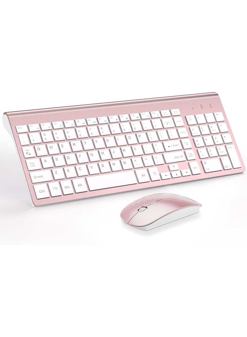 لوحة مفاتيح وماوس لاسلكيان فائقا النحافة وقابلان لإعادة الشحن، مجموعة ماوس ولوحة مفاتيح USB صغيرة الحجم صامتة 2.4 جيجاهرتز - Image 1