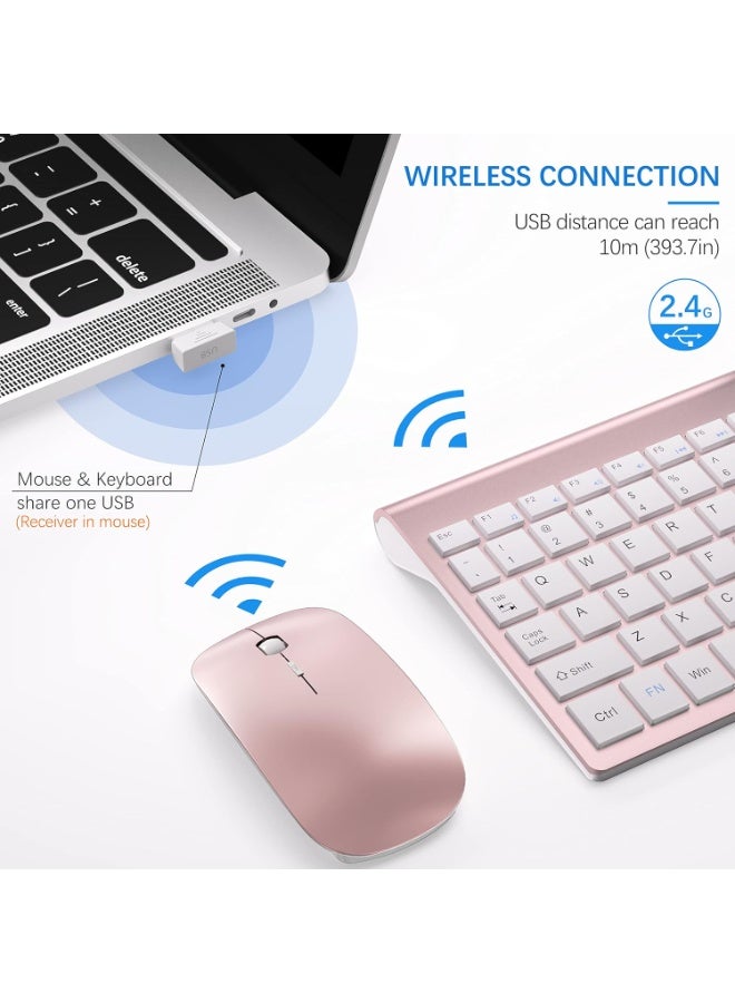 لوحة مفاتيح وماوس لاسلكيان فائقا النحافة وقابلان لإعادة الشحن، مجموعة ماوس ولوحة مفاتيح USB صغيرة الحجم صامتة 2.4 جيجاهرتز - Image 4