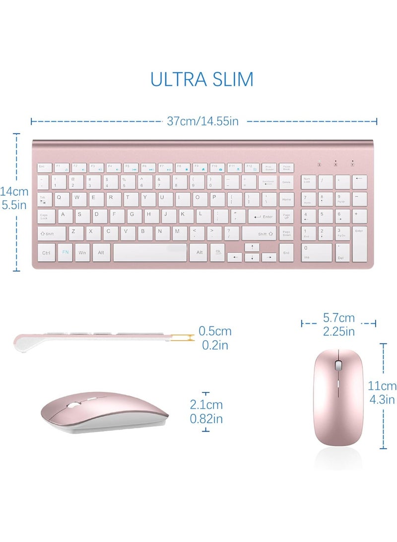 لوحة مفاتيح وماوس لاسلكيان فائقا النحافة وقابلان لإعادة الشحن، مجموعة ماوس ولوحة مفاتيح USB صغيرة الحجم صامتة 2.4 جيجاهرتز - Image 3