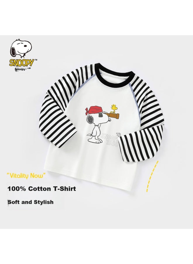 Snoopy Kids Raglan T-shirt Autumn Boys Girls Top White/black Pirate Snoopy 110 - Image 1