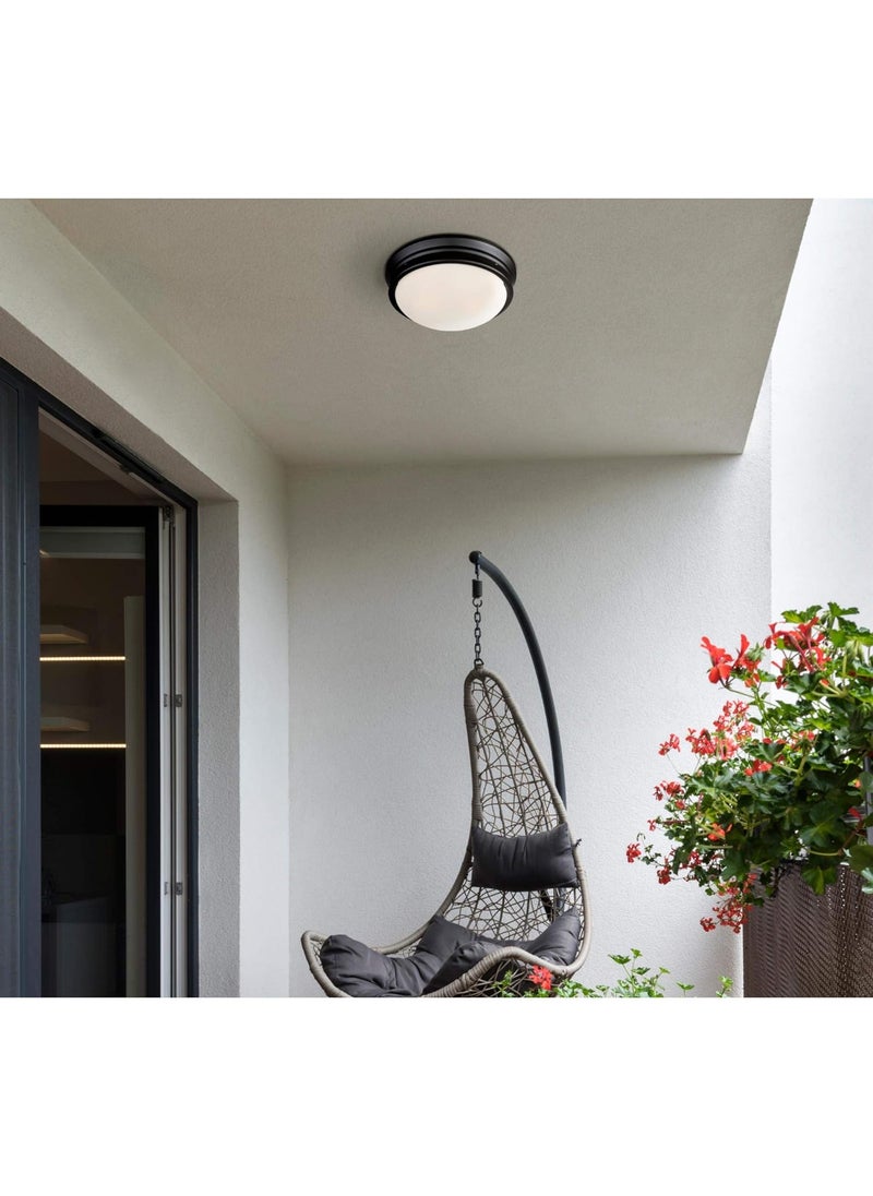 Westinghouse Westinghouse 6578100 Meadowbrook 13 inch Traditional TwoLight Flush Mount Outdoor Ceiling Light Fixture Matte Black Finish Frosted Glass  - Image 5