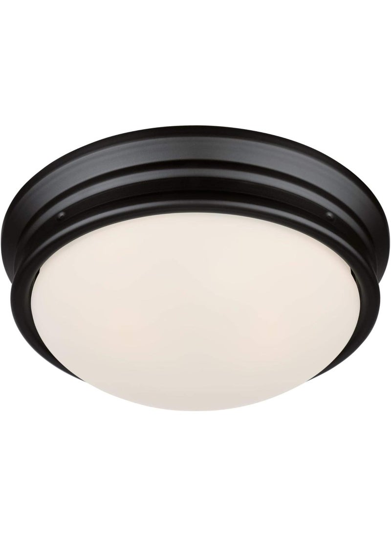 Westinghouse Westinghouse 6578100 Meadowbrook 13 inch Traditional TwoLight Flush Mount Outdoor Ceiling Light Fixture Matte Black Finish Frosted Glass  - Image 4