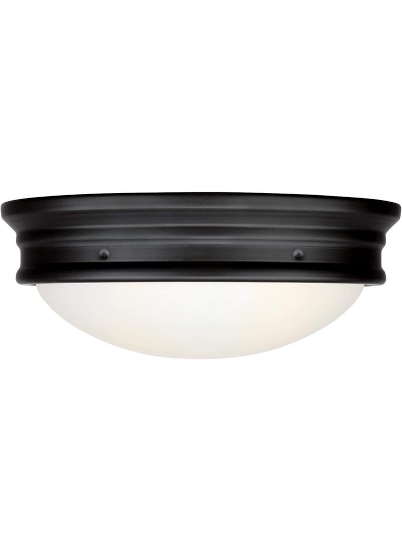 Westinghouse Westinghouse 6578100 Meadowbrook 13 inch Traditional TwoLight Flush Mount Outdoor Ceiling Light Fixture Matte Black Finish Frosted Glass  - Image 3