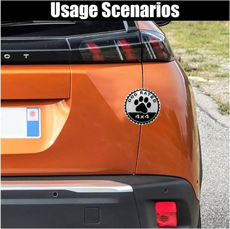 GLSOWEE Dogs Badge Rated Car Emblem, 4 x 4 3D Metal Car Badge Decals Stickers Round Emblem Decals, Auto Exterior Emblems Badge Compatible with Vehicles Trucks SUV RV (Dog Rated/2PCS) - Image 5