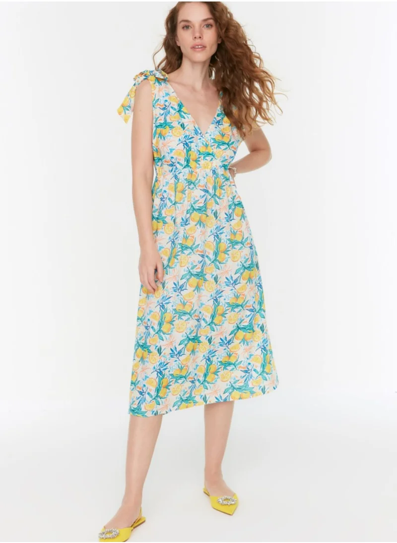 trendyol Floral Print Tie Detail Dress