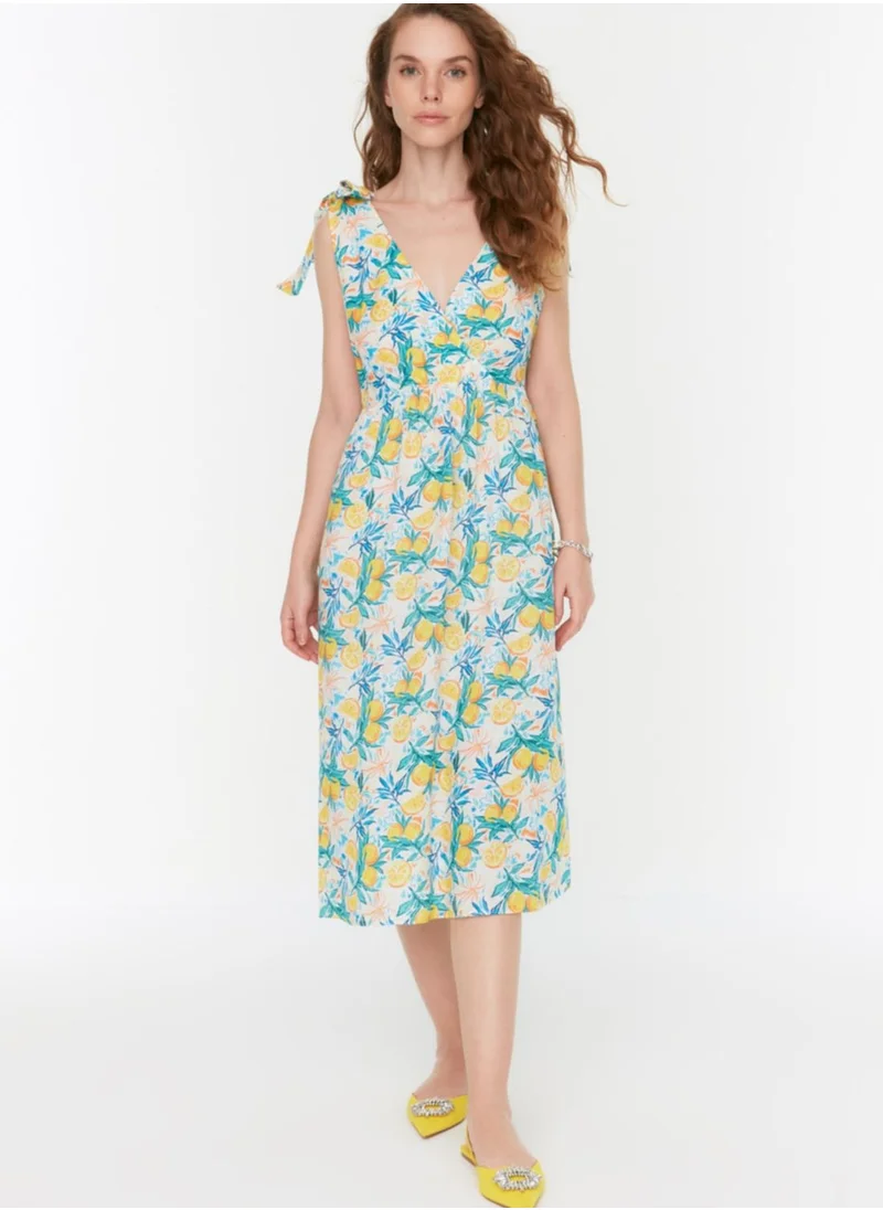 trendyol Floral Print Tie Detail Dress