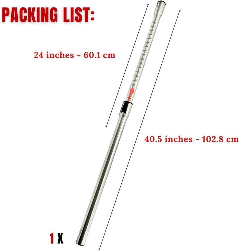 GHAMADE 35mm Stainless Steel Vacuum Extension Wand Replacement, 1 3/8 inch (1.37") Diameter, Extends Up to 41.7" Long, Compatible with 1-3/8" Accessories - Non-Electric Telescopic Metal Tube - Image 2