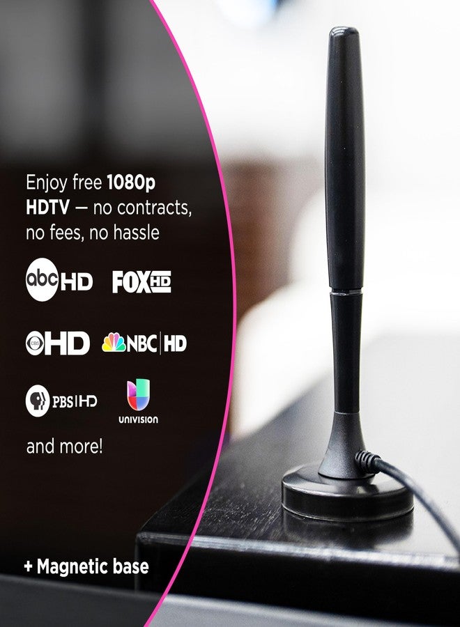 جي إي هوائي تلفزيون عالي الدقة محمول من جنرال إلكتريك، هوائي رقمي داخلي يدعم دقة 1080p و4K و8K، وقنوات VHF وUHF، ومدى يصل إلى 20 ميلاً، وقاعدة مغناطيسية، وتصميم صغير الحجم مناسب للسفر، مثالي للعربات الترفيهية والتخييم والرحلات، أسود، 81843 - Image 3