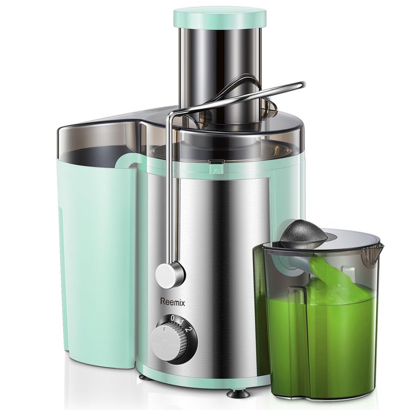 Juicer Reemix Centrifugal Juicer Machines Whole Fruit and Vegetable 3inch Wide Mouth Juicer Extractor with 2 Speeds Brush Included Easy to Clean Green 800W