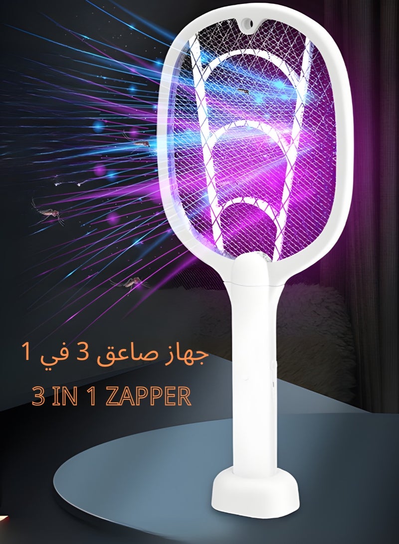 ماساجا شاحن 3 في 1 لمكافحة البعوض مع ضوء COB LED قوي، قابل لإعادة الشحن عبر USB، قاتل الذباب للاستخدام الداخلي والخارجي  - Image 2