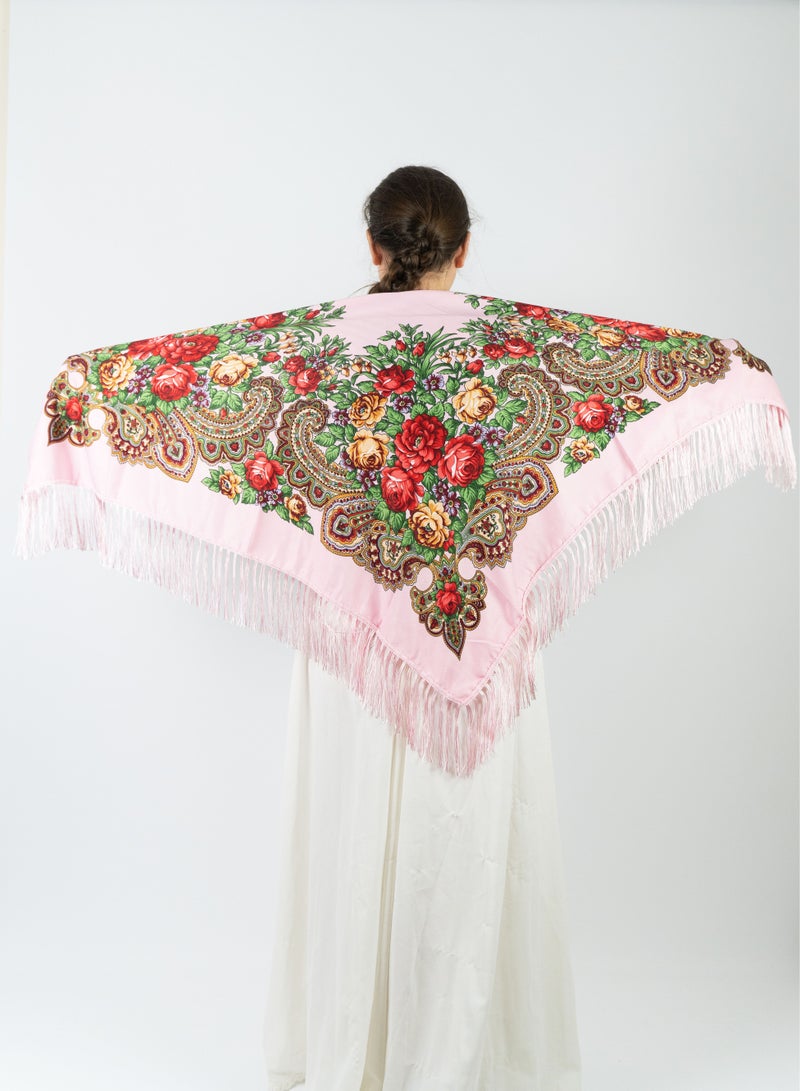 D'Daniela Sofiya Women's Eastern European Cotton Tassel Shawl  - Image 2