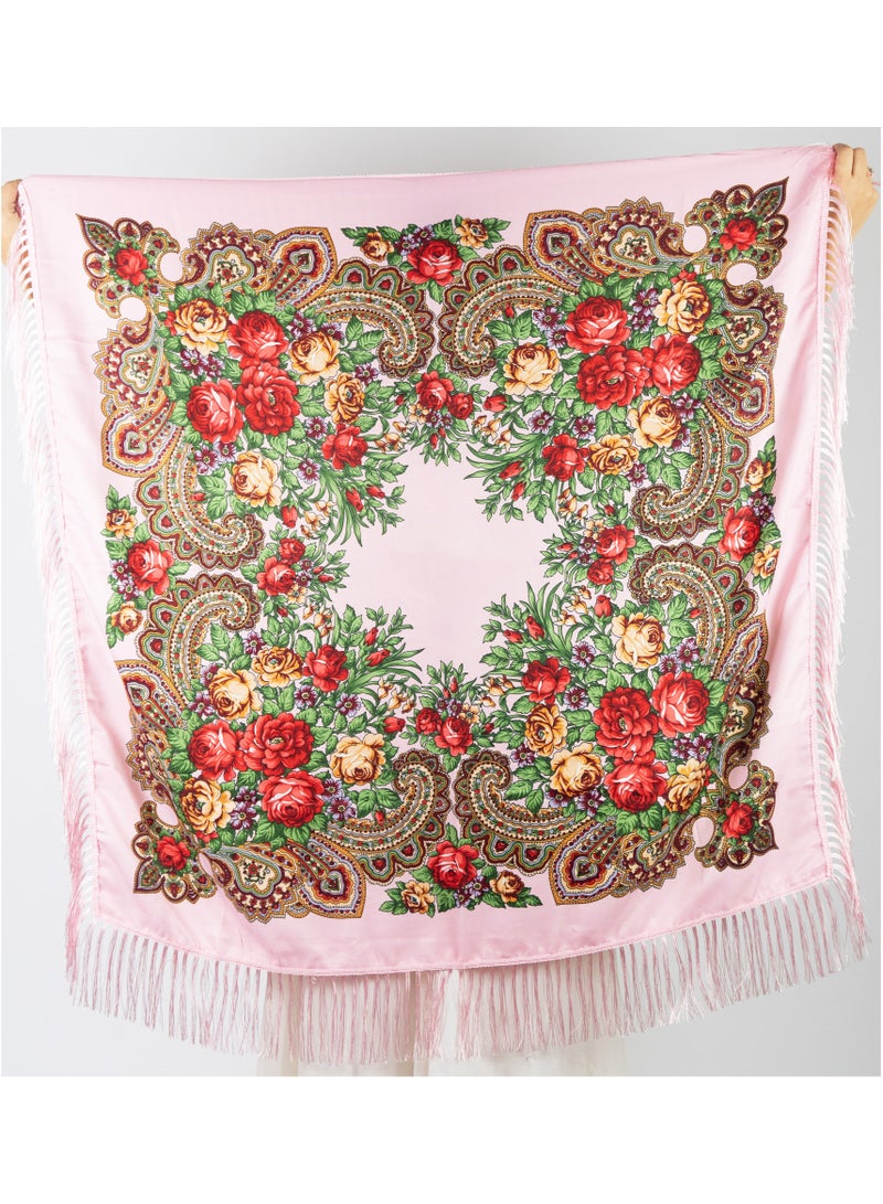D'Daniela Sofiya Women's Eastern European Cotton Tassel Shawl  - Image 3