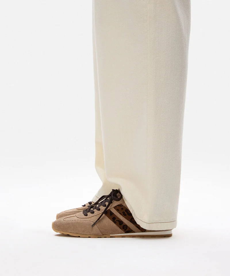 Ipekyol Animal Print Trimmed Leather Sneakers