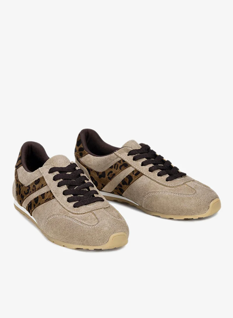 Ipekyol  Animal Print Trimmed Leather Sneakers for Women | Best Price UAE