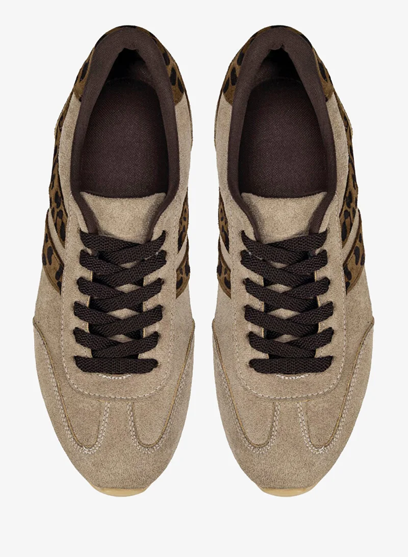 Ipekyol  Animal Print Trimmed Leather Sneakers for Women | Best Price UAE