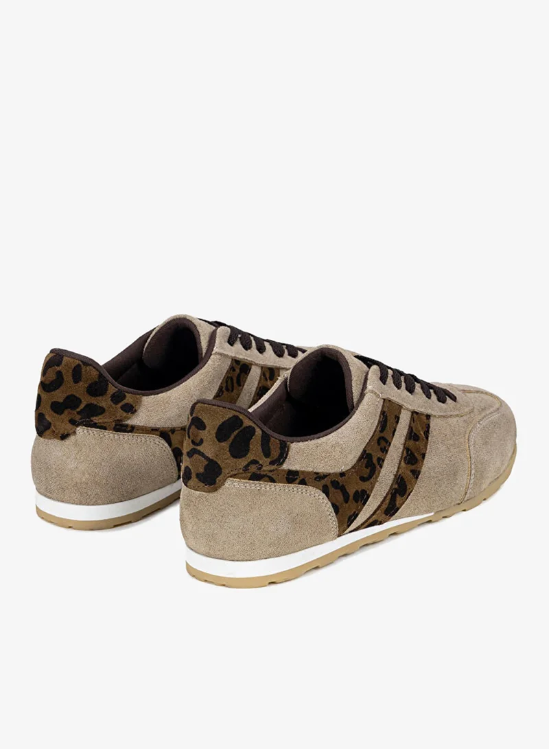 Ipekyol  Animal Print Trimmed Leather Sneakers for Women | Best Price UAE