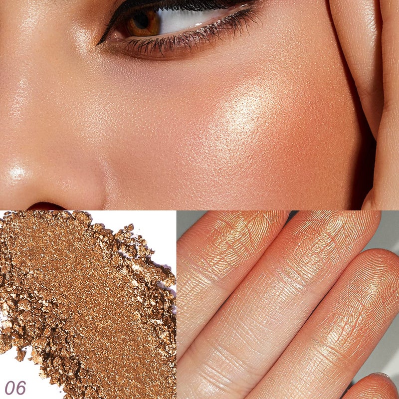 YOUNG VISION Pressed Powder Highlighter, Baked Natural Glow Contour Powder & Face Highlighter, Cruelty Free, Shimmer Highlighting Makeup for Face, Eye, Eyeshadow, Body, Skin, Xmas Gift (Brown) - Image 3