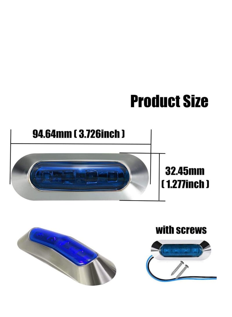 Y&D LED Side Marker Indicator Lights Lamp Front Rear Tail Clearance Interior with Chrome Bezel Universal for Auto Car Bus Truck Lorry Trailer Boat Deck Courtesy 10PCS Blue DC12V-24V - Image 3