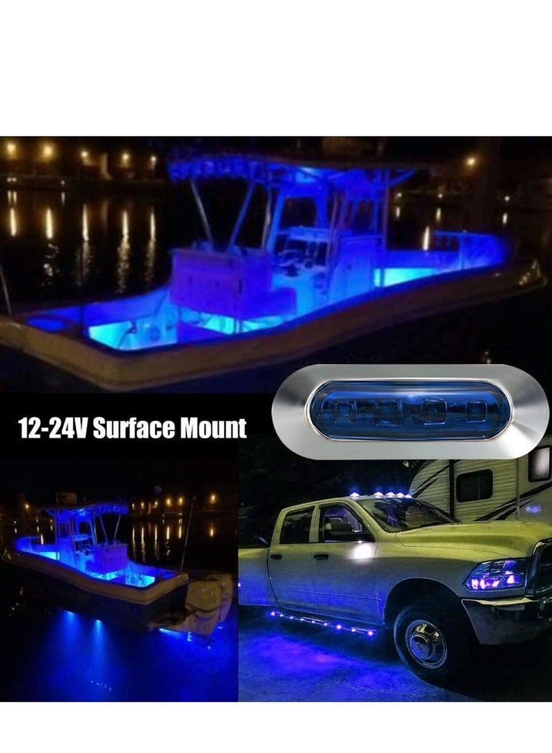 Y&D LED Side Marker Indicator Lights Lamp Front Rear Tail Clearance Interior with Chrome Bezel Universal for Auto Car Bus Truck Lorry Trailer Boat Deck Courtesy 10PCS Blue DC12V-24V - Image 5