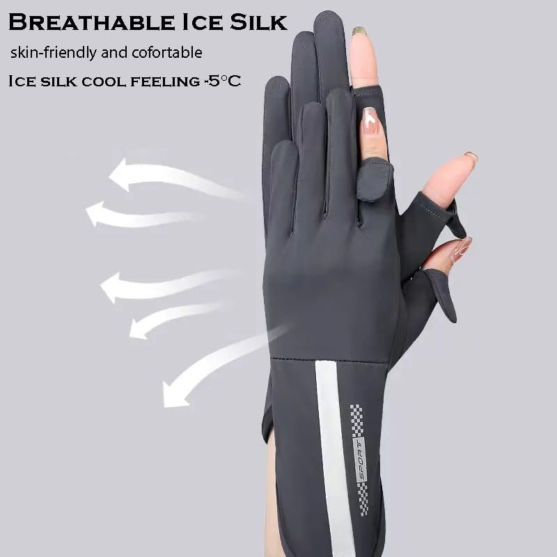 Gopendra Hand Gloves for Bike Riding for Women Sun Protection & Anti-Skid, Breathable, Open Finger Touch Screen, Driving, Cycling, Summer Cooling (Grey, Hand Gloves) - Image 4